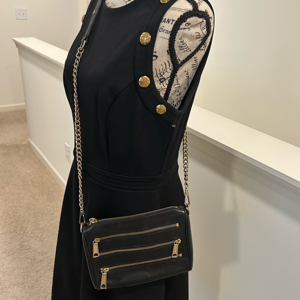 Rebecca Minkoff Black Crossbody Bag with Gold Zippers